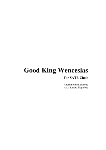 Good King Wenceslas Arr For Satb Choir Sheet Music