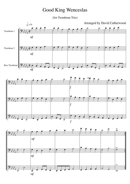 Good King Wenceslas Arranged For Trombone Trio By David Catherwood Sheet Music