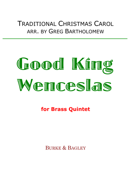 Free Sheet Music Good King Wenceslas For Brass Quintet