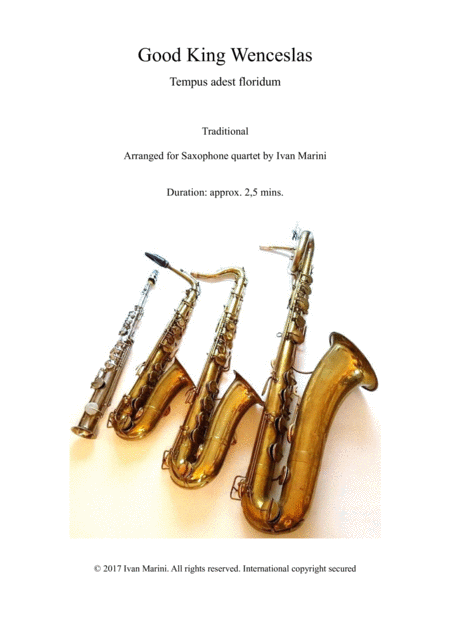 Good King Wenceslas Saxophone Quartet Sheet Music