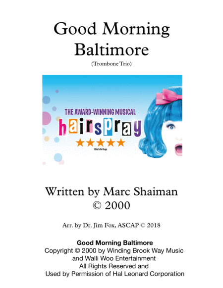 Good Morning Baltimore Trombone Trio Sheet Music