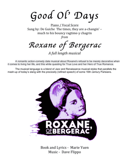 Good Ol Days From Roxane Of Bergerac A Full Length Musical Sheet Music
