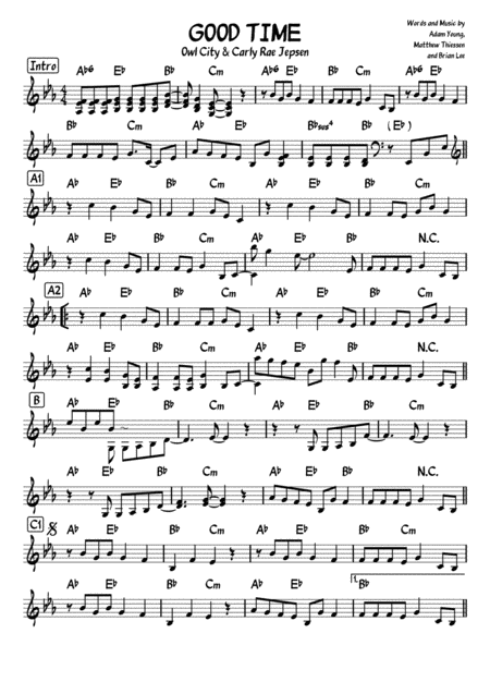 Good Time Lead Sheet Sheet Music