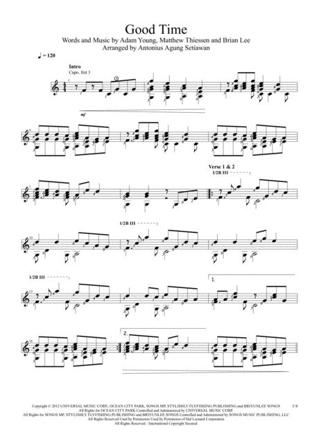 Good Time Solo Guitar Score Sheet Music