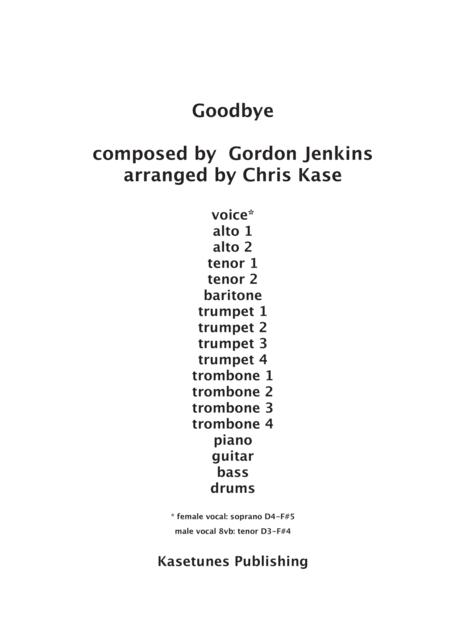 Goodbye Big Band Vocal Feature Sheet Music