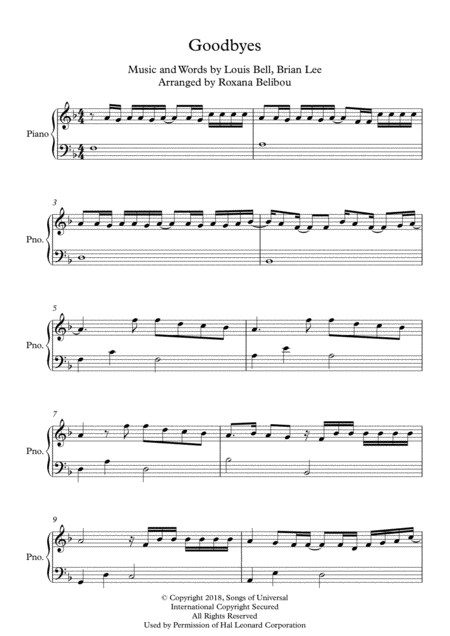 Goodbyes By Post Malone Feat Young Thug Easy Piano Sheet Music