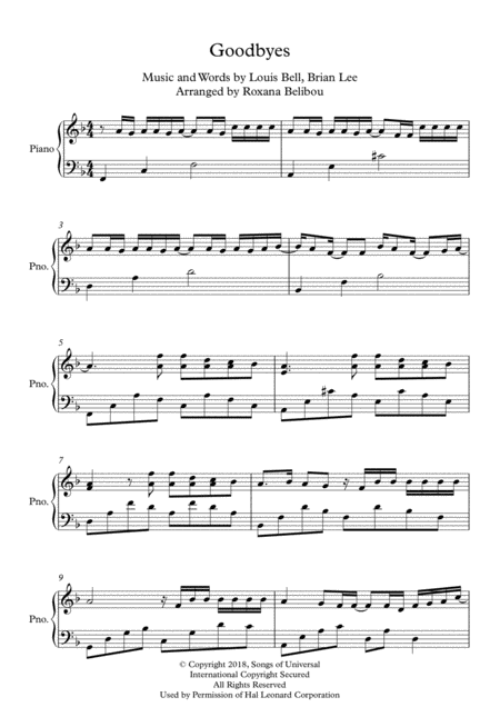 Goodbyes By Post Malone Feat Young Thug Piano Sheet Music