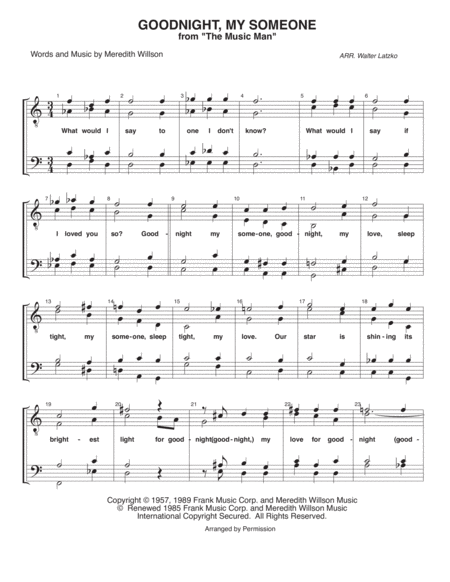 Free Sheet Music Goodnight My Someone From The Music Man