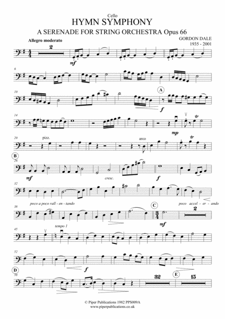 Gordon Dale Hymn Symphony Cello Part Sheet Music