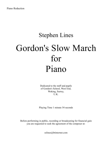 Gordons Slow March Piano Reduction Sheet Music