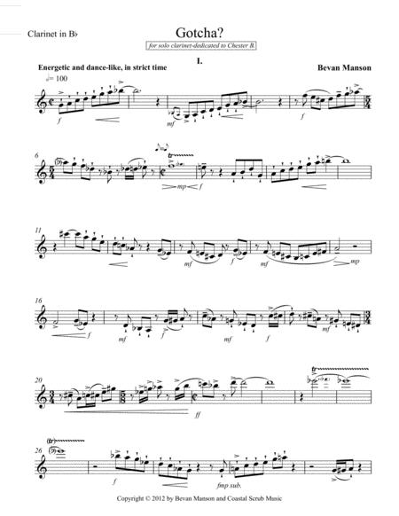 Free Sheet Music Gotcha For Solo Bb Clarinet