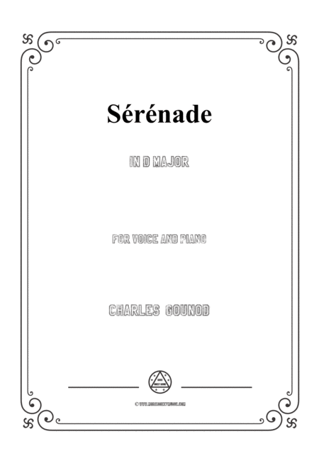 Gounod Srnade In D Major For Voice And Piano Sheet Music