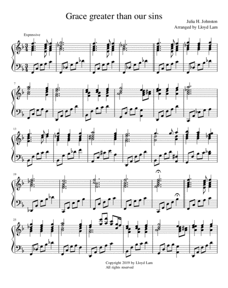 Grace Greater Than Our Sins Sheet Music