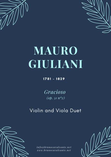 Free Sheet Music Gracioso Op 51 N2 Mauro Giuliani For Violin And Viola String Duet