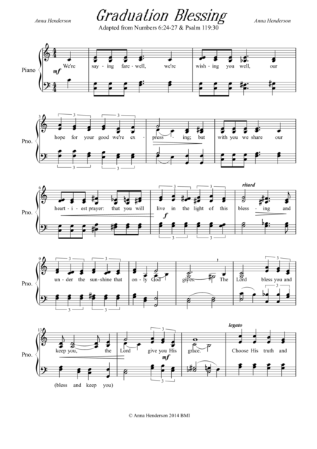 Free Sheet Music Graduation Blessing