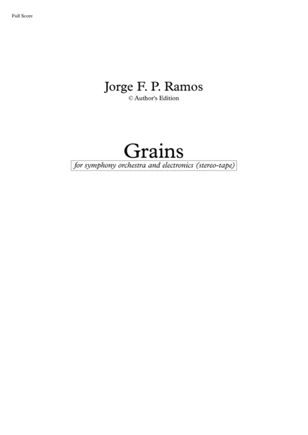 Grains For Orchestra And Electronics Sheet Music