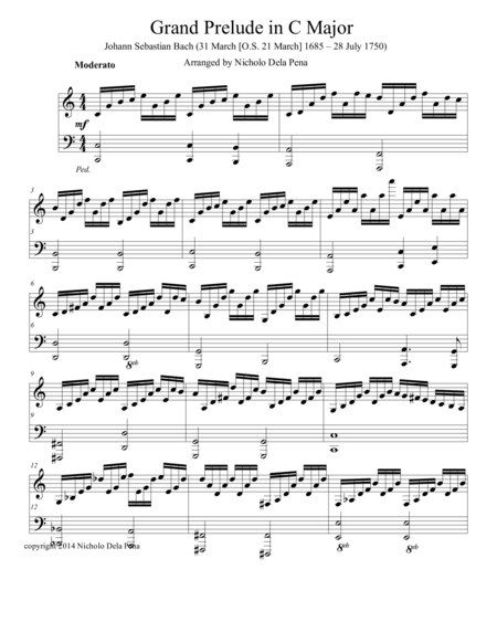 Grand Prelude In C Major Bach Sheet Music