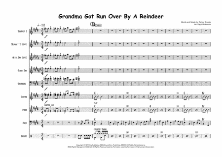 Grandma Got Run Over By A Reindeer Male Vocal With Band 3 5 Horns Sheet Music