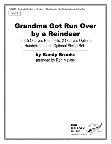 Free Sheet Music Grandma Got Run Over By A Reindeer