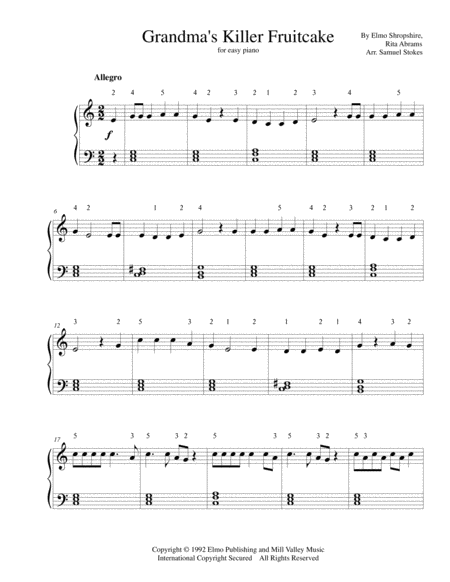 Grandmas Killer Fruitcake For Easy Piano Sheet Music