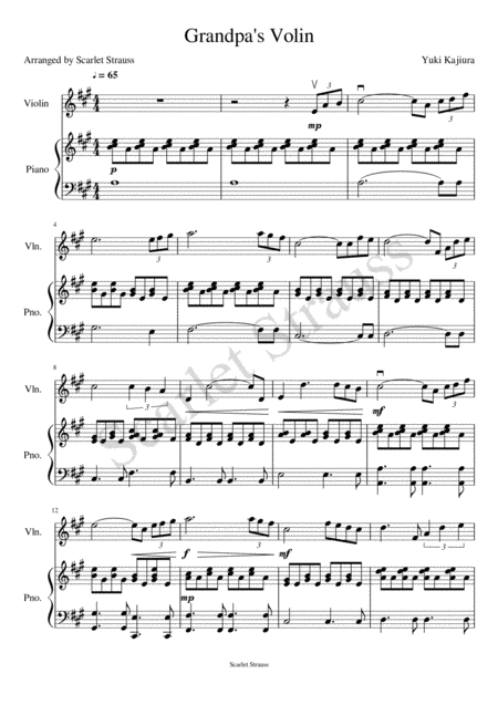 Free Sheet Music Grandpas Violin Piano And Violin Duet