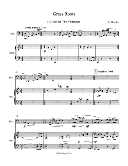 Free Sheet Music Grass Roots For Tuba And Piano