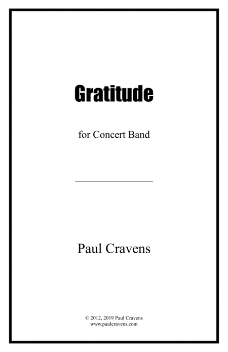 Gratitude Concert Band Score Only Sheet Music