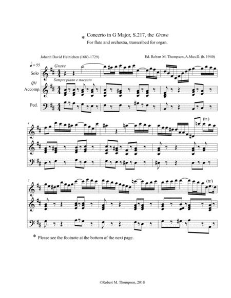 Grave From A Flute Concerto By A Bach Contemporary Sheet Music