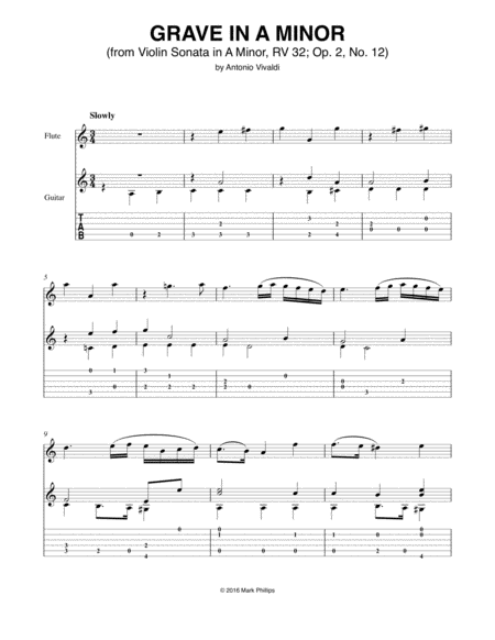 Free Sheet Music Grave In A Minor From Violin Sonata In A Minor Rv 32 Op 2 No 12