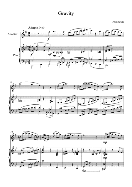 Free Sheet Music Gravity Alto Sax Piano