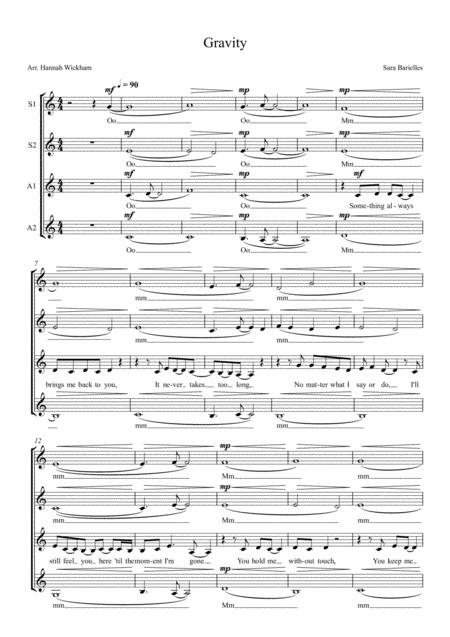 Free Sheet Music Gravity Ssaa A Capella