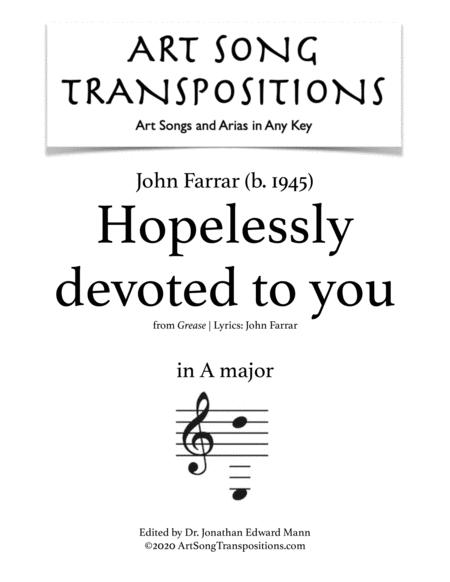 Free Sheet Music Grease Hopelessly Devoted To You Transposed To A Major