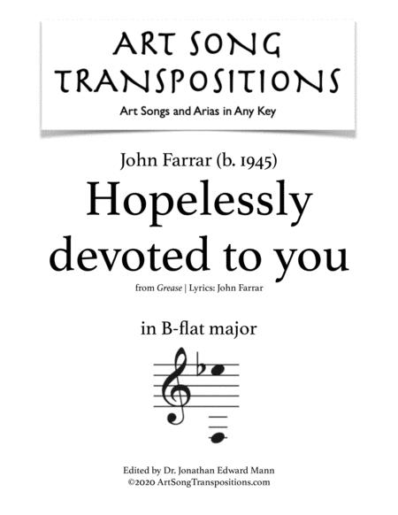Free Sheet Music Grease Hopelessly Devoted To You Transposed To B Flat Major