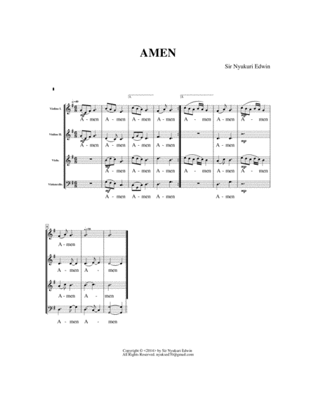 Free Sheet Music Great Amen