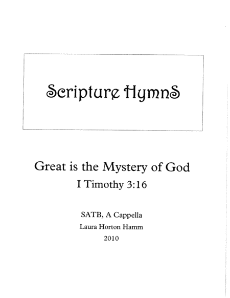 Great Is The Mystery Of God Sheet Music