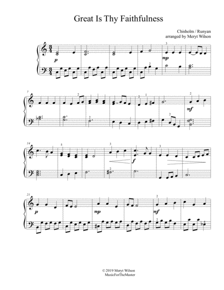 Great Is Thy Faithfulness Late Beginner Piano Solo Sheet Music