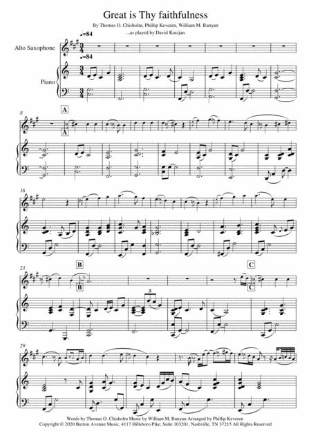 Free Sheet Music Great Is Thy Faithfulness Piano Alto Sax