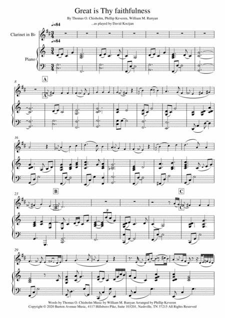 Free Sheet Music Great Is Thy Faithfulness Piano Clarinet