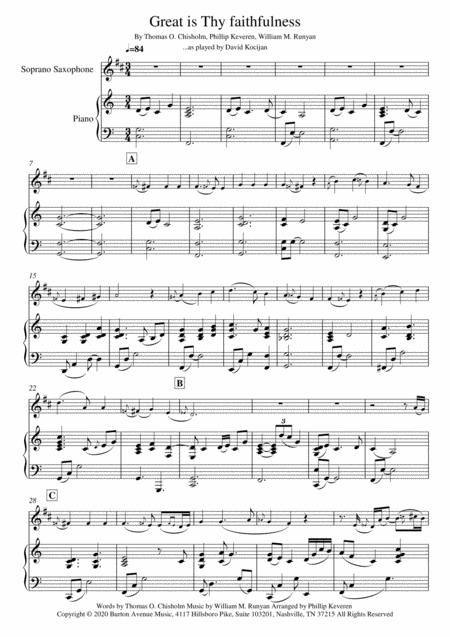 Great Is Thy Faithfulness Piano Soprano Sax Sheet Music