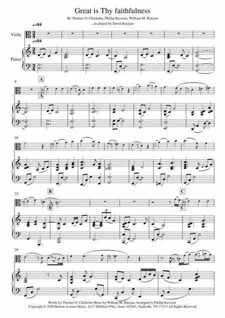 Free Sheet Music Great Is Thy Faithfulness Piano Viola