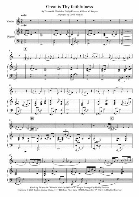 Great Is Thy Faithfulness Piano Violin Sheet Music