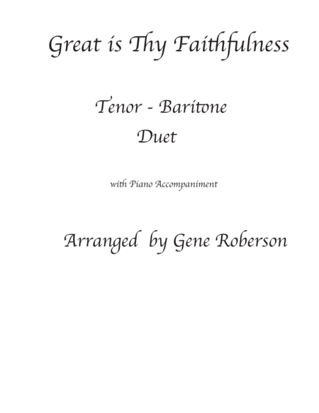 Great Is Thy Faithfulness Tenor Baritone Duet Sheet Music