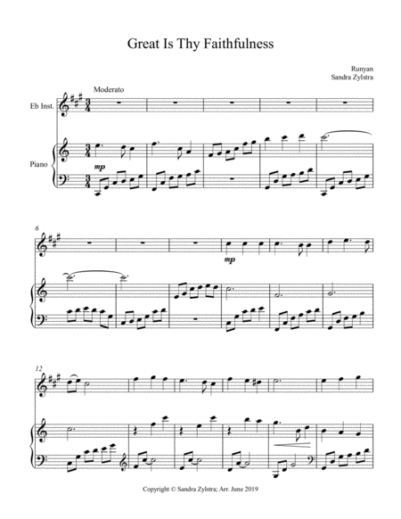 Free Sheet Music Great Is Thy Faithfulness Treble Eb Instrument Solo