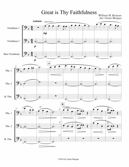 Great Is Thy Faithfulness Trombone Trio Sheet Music