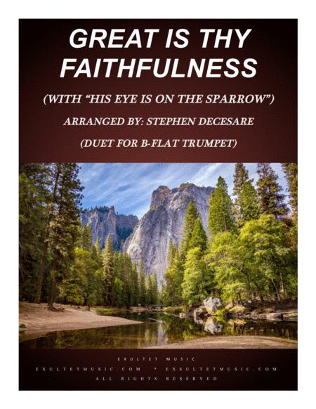 Great Is Thy Faithfulness With His Eye Is On The Sparrow Duet For Bb Trumpet Sheet Music