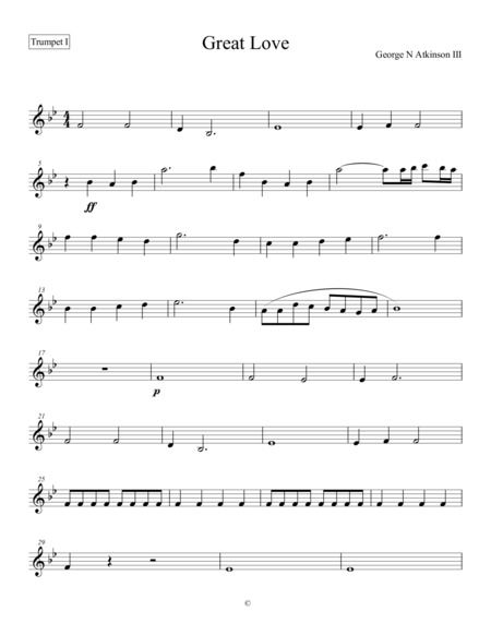 Great Love Trumpet 1 Sheet Music