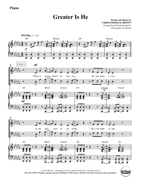 Free Sheet Music Greater Is He Anthem Piano Accompaniment