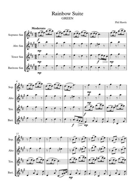 Green From Rainbow Suite Saxophone Quartet Sheet Music