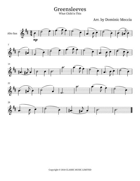 Greensleeves Alto Bari Sax Sheet Music