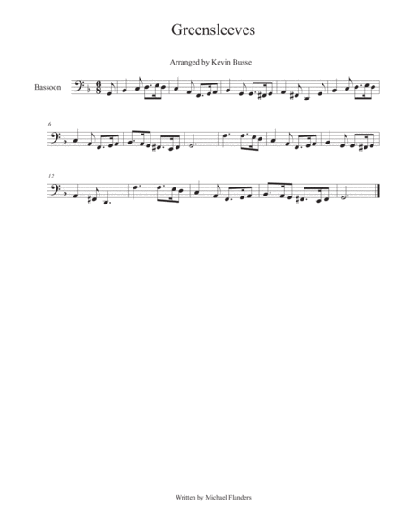 Greensleeves Bassoon Sheet Music